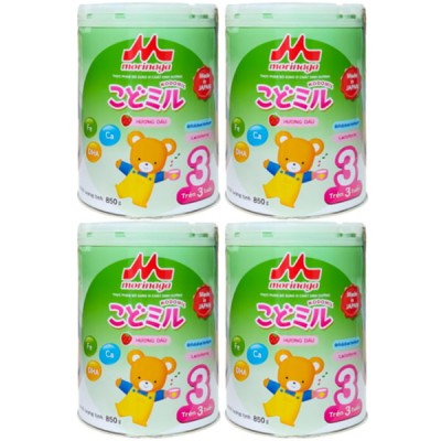 Combo 2 lon sữa Morinaga số 3 hương dâu lon 850g cho trẻ từ 3 tuổi