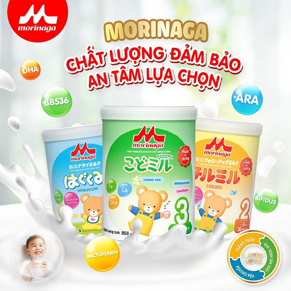 Hướng dẫn cách pha Sữa Morinaga số 3 vị vani lon 850g cho trẻ từ 3 tuổi